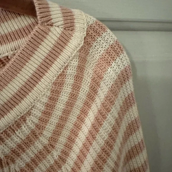 J. Crew Pink and White Stripe Long Sleeve Sweater size M - Picture 10 of 16